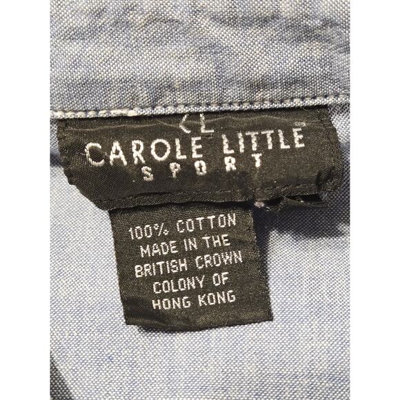 Vtg Carole Little Sz L Blue Western Embroidered Blouse Shirt Cotton Preppy Fairy - Picture 7 of 8